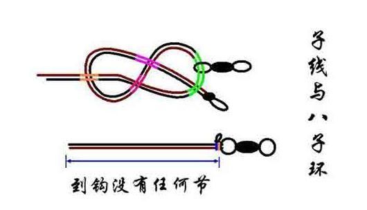 子线部分 子线和鱼钩 子线与八字环连接方法.