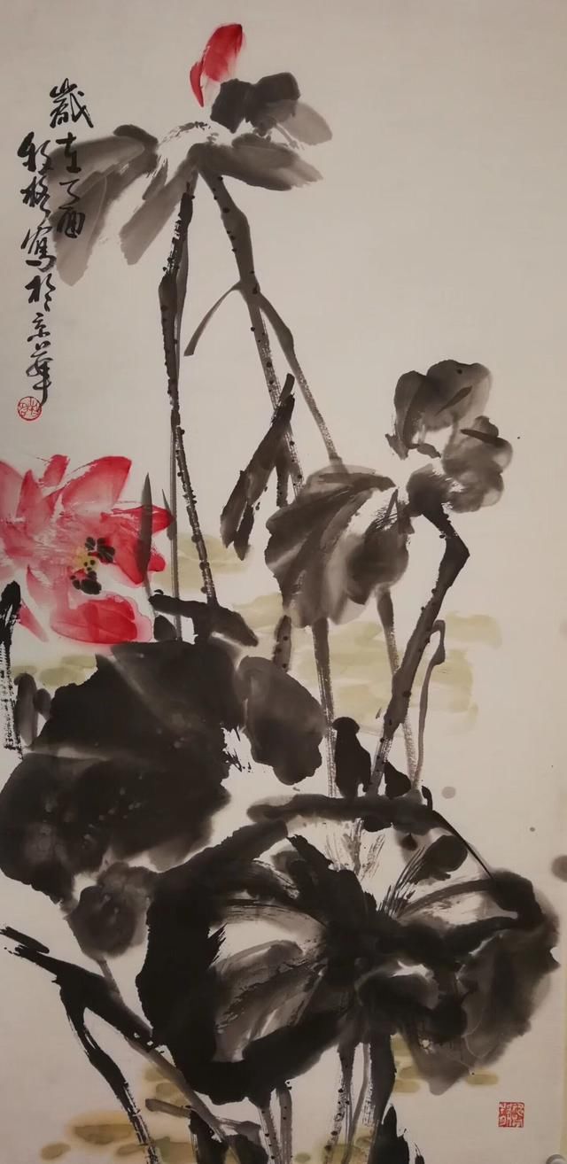 青年女画家牧格大写意荷花系列作品欣赏