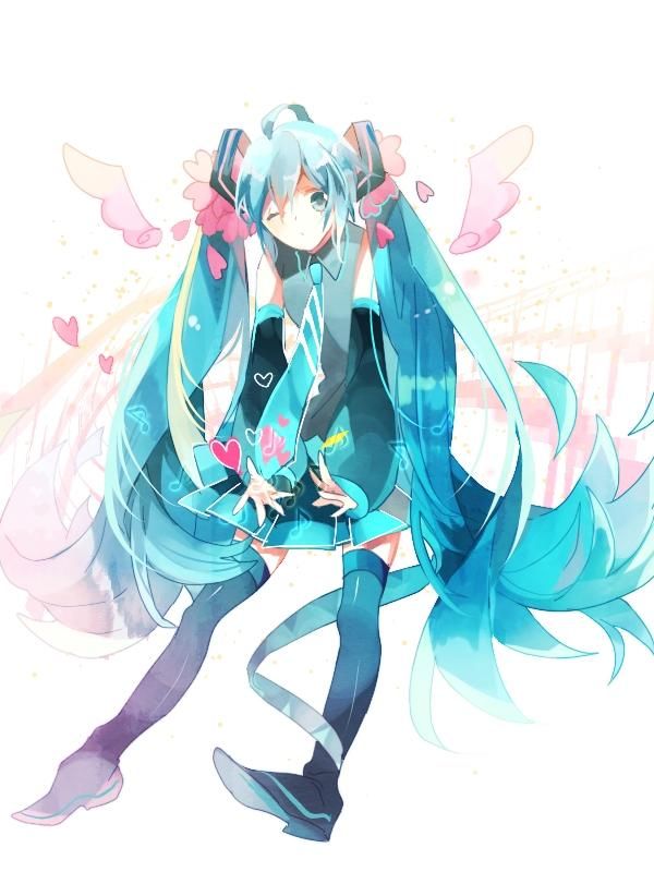 动漫壁纸:害羞的小初音!