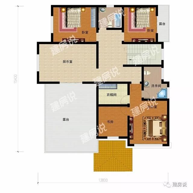 农村盖房子设计图,10米宽13米长,怎么设计?要2个卧室