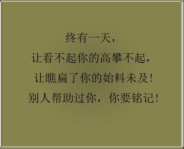 让看不起你的高攀不起,  让瞧扁了你的始料未及!