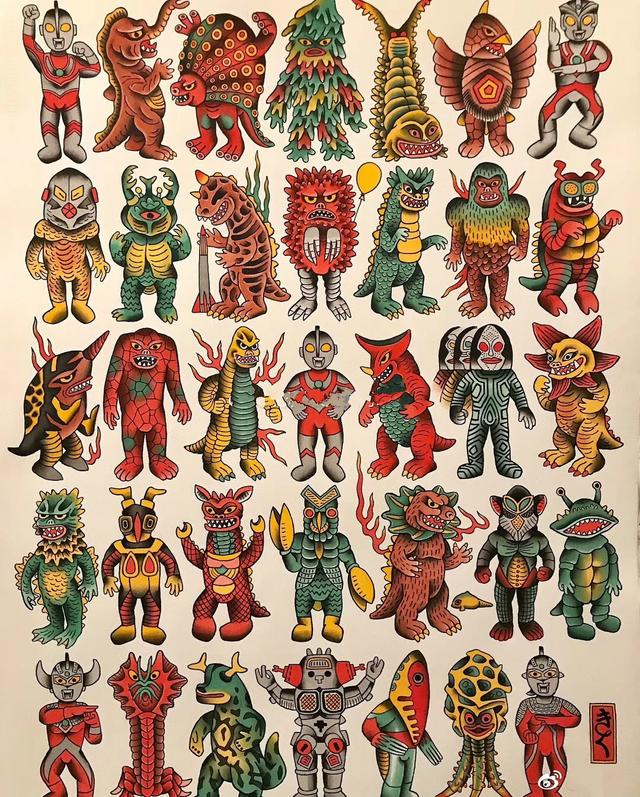 考眼力!这幅图含有5个奥特曼和30个怪兽,看看你能说出几个名字