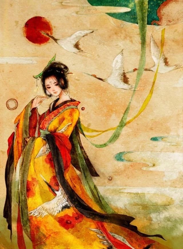 唯美头像丨古风黄衣美女插画,神态优美,惊艳四方的古典风美人!