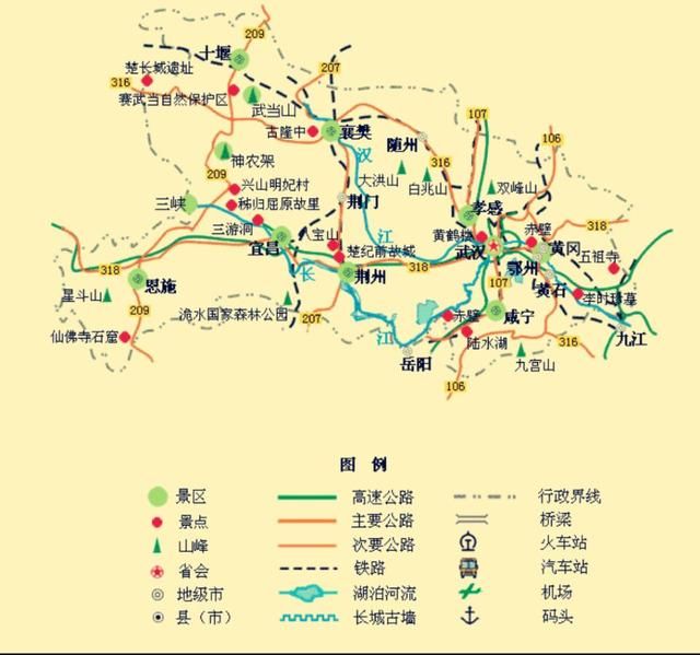 湖北省旅游地图