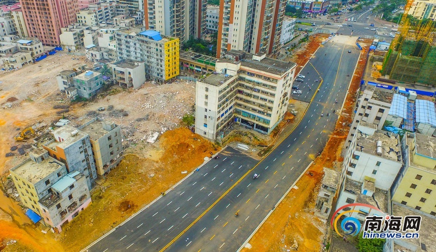 航拍 海口道客路主路面完工 将连接龙昆南至海德路