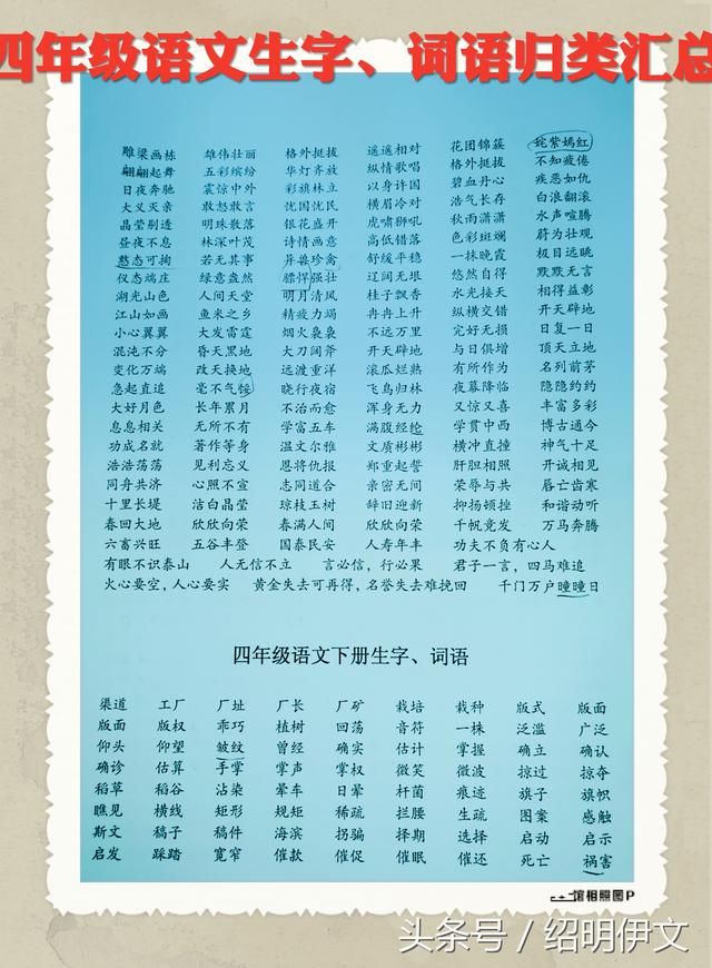 词语年级老师、小学分生字归类汇总,语文小学稿教育a词语语文图片