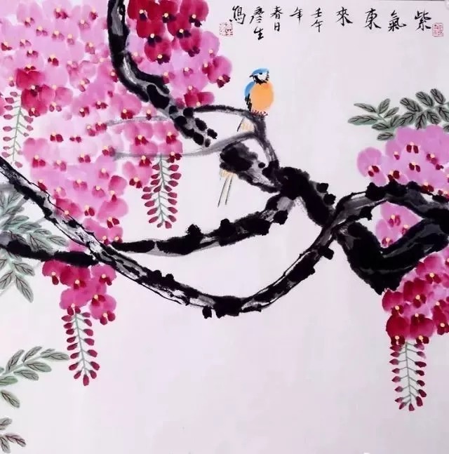 最吉祥的国画《紫气东来图》!一看就舒心!
