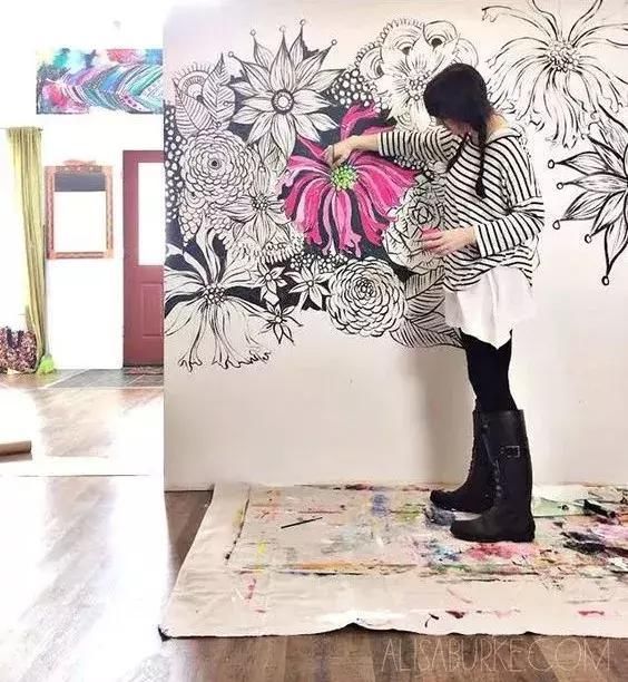 手绘墙画,无拘无束的唯美