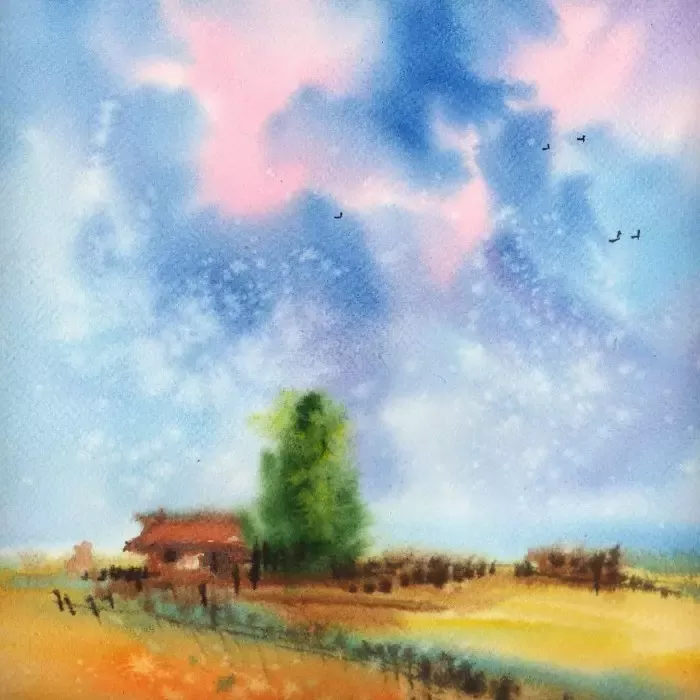 唯美的水彩画了,让人想住在画中