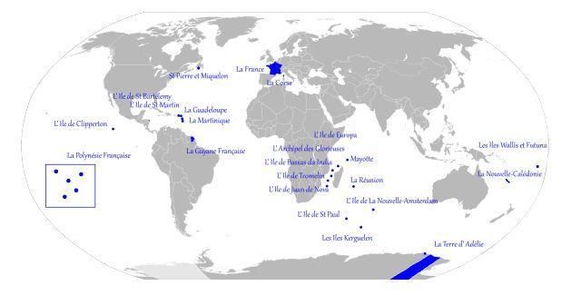 法国本土及其海外领土分布