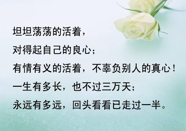坦坦荡荡地活着,对得起自己的良心.