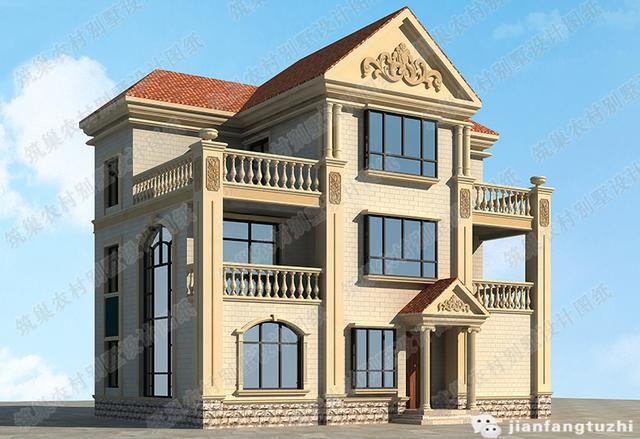 经典实用三层欧式别墅设计图:43万三层占地1602厅5卧