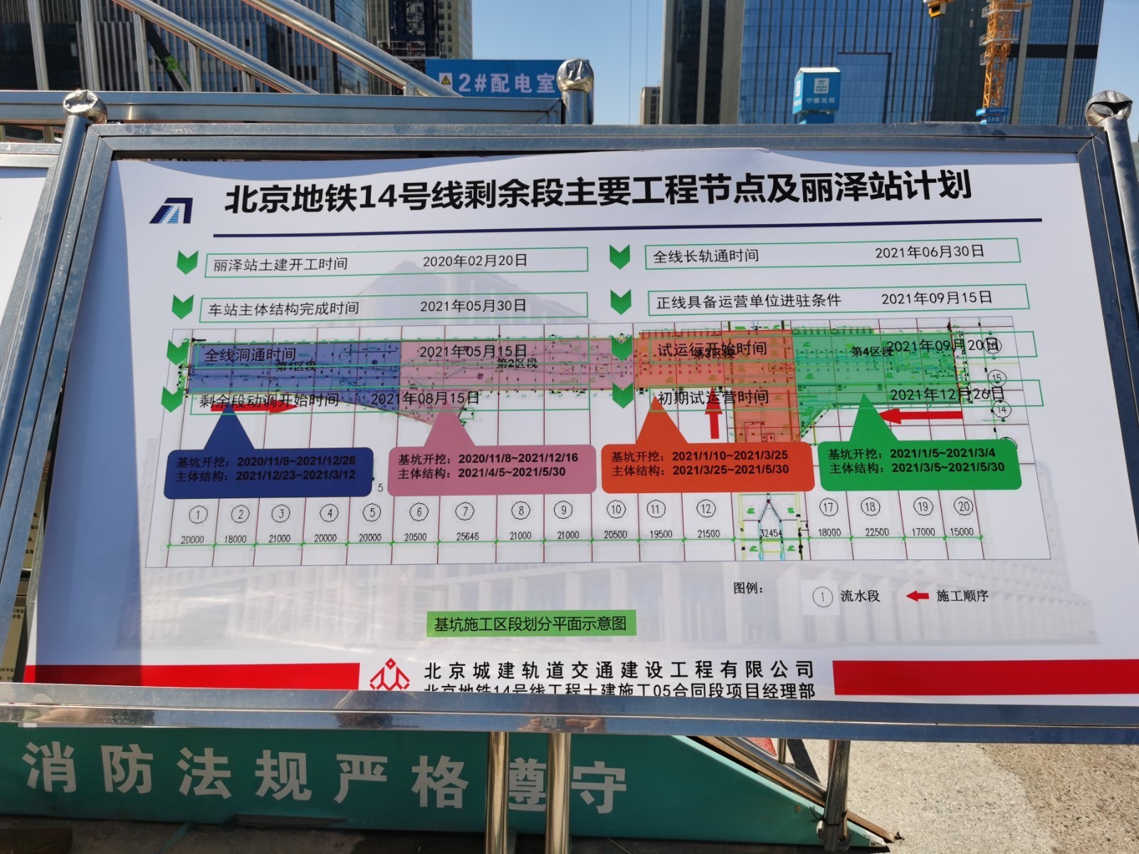 北京地铁14号线剩余段丽泽商务站结构封顶