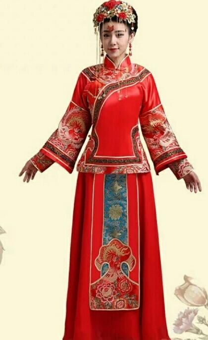 中式嫁衣(婚纱)礼服龙凤褂,秀禾服,这款米白色您怎么看?