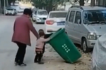 成年人的榜样！两幼童合力扶起倒地的垃圾桶