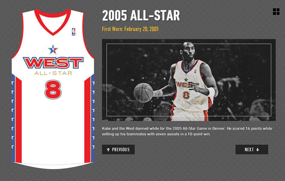 组图-科比生涯的36件球衣 每一件都是一个故事