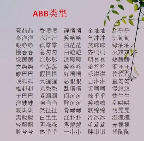 ABB+AABB+ABCC式成语!替孩子打印贴墙背