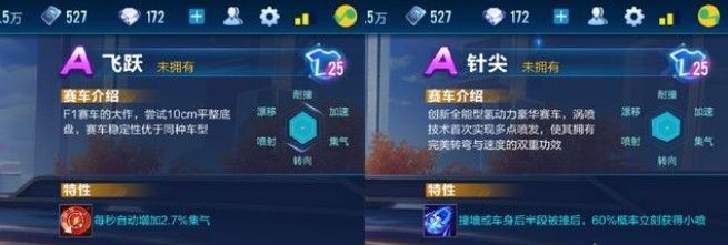 QQ飞车手游针尖和飞跃哪个好 点劵A车对比分