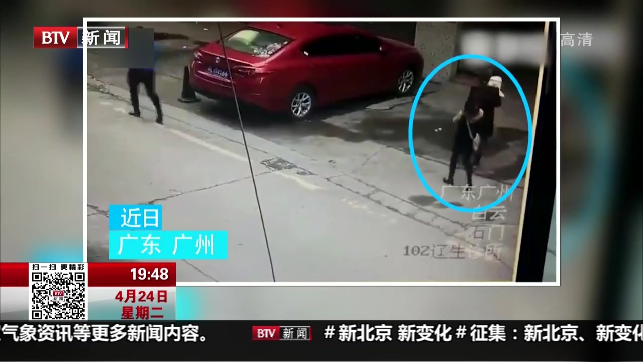 广东广州：天上掉下一条狗  路过女子被砸伤