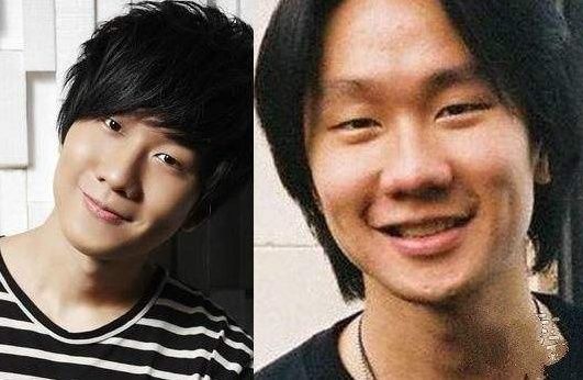 被称为"行走的cd"的林俊杰也有胖的时候,这个发型更显得脸大,左右对比