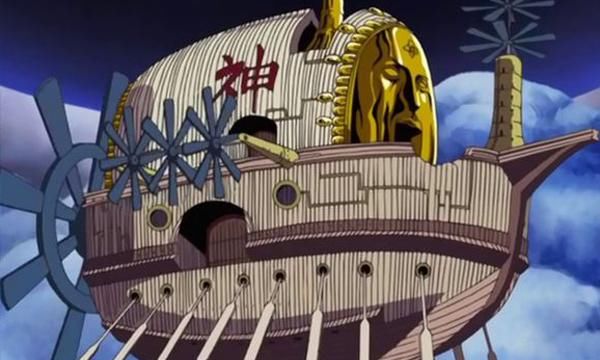 另一位金狮子史基,飘飘果实能力者,可以让自己的船自由飞起来,比风来
