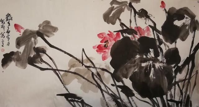 青年女画家牧格大写意荷花系列作品欣赏