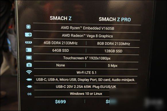 便携PC游戏掌机SMACH Z将亮相2018东京电