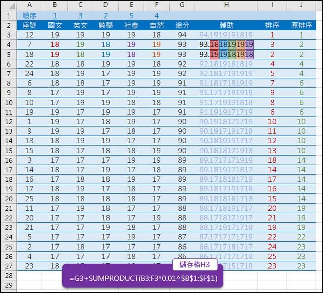 Excel-使用公式执行多字段排序
