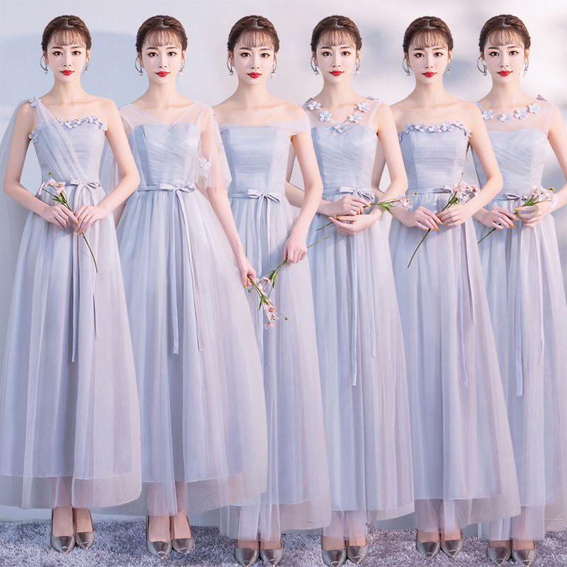 伴娘礼服短款2018新款韩版夏灰色伴娘服姐妹