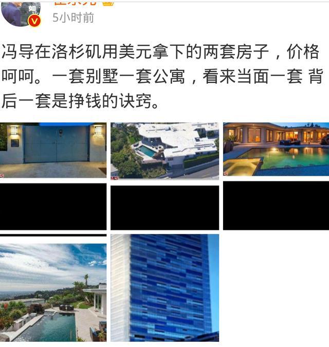 大写加粗的壕!冯小刚美国房产900万美元,国内