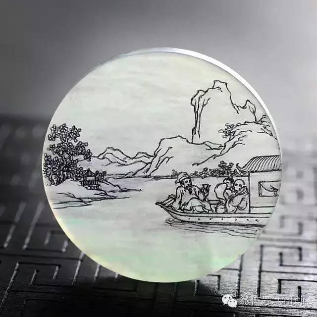 以画入玉 让人陶醉的翡翠山水牌