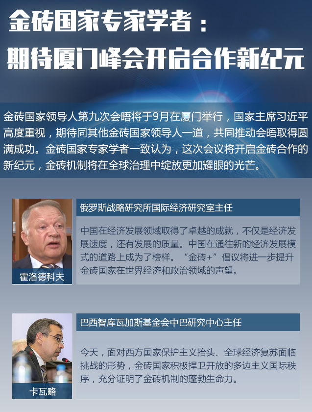 金砖国家专家学者:期待厦门峰会开启金砖合作新纪元 金砖国家专家学者:期待厦门峰会开启金砖合作新纪元