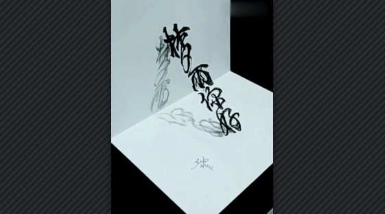 实拍: 高手在民间 农村男子手写3D字走红 网友