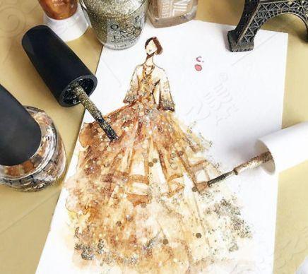 十二星座的马克笔手绘婚纱,天秤座是花仙子,双