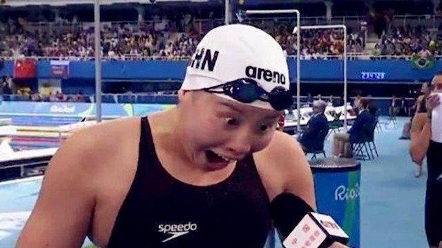 傅园慧洪荒之力视频火遍美国 击败菲鱼死亡之