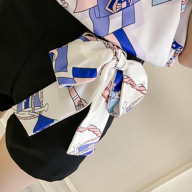 雪纺衫+阔腿短裤套装,高腰设计显瘦更提气质