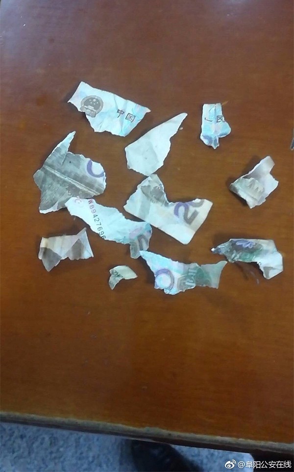 女子当民警面撕烂20元纸币 结果被罚一千元