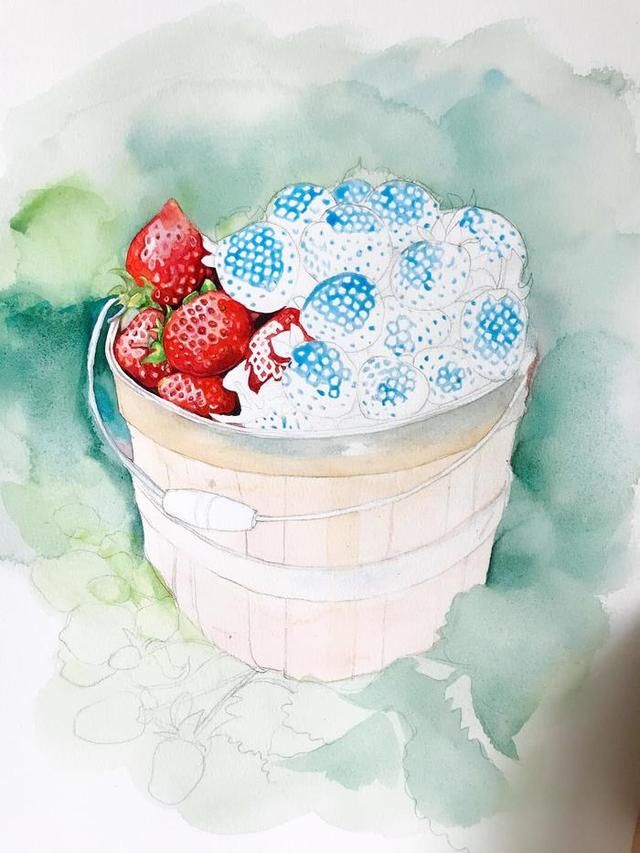 渲染背景,这个当然用湿画法了,要有层次感,色彩要浓淡适宜哈