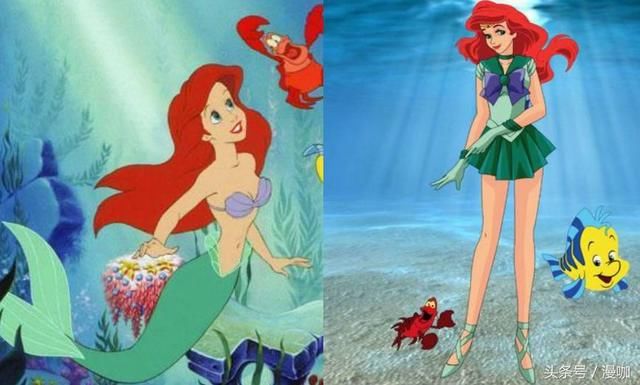 迪士尼公主变身美少女战士形象后,美人鱼变化