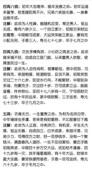 称骨算命:3两5以上怎么查?男命女命全文解析