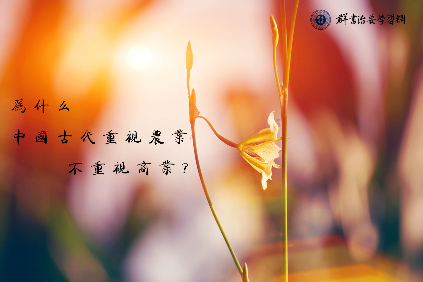 为什么中国古代重视农业,不重视商业