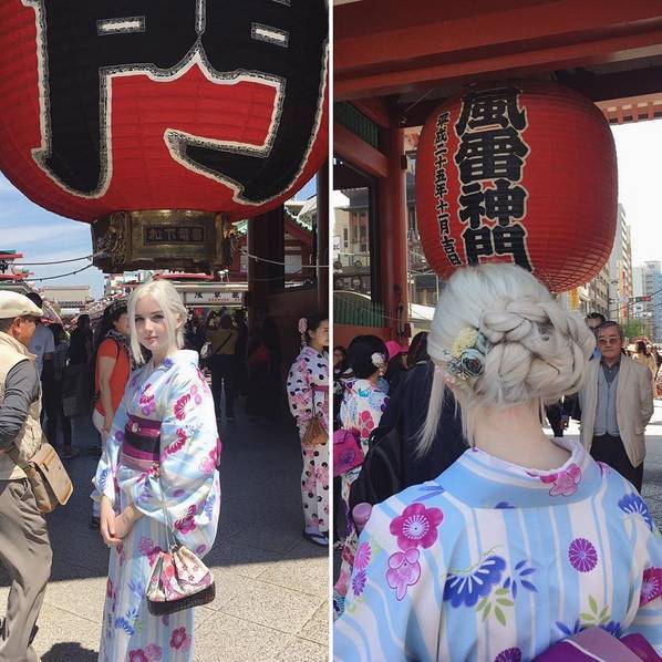 于是所有人都开始慢慢关注这个“和服银发“的美女，她的工作机会也越来越多。