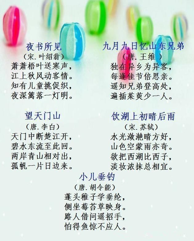 老师精心整理:1~6年级最全古诗词汇总!背会了语文满分都不难!