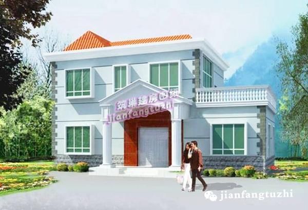 16x11二层农村小型自建别墅设计外观图,简约大