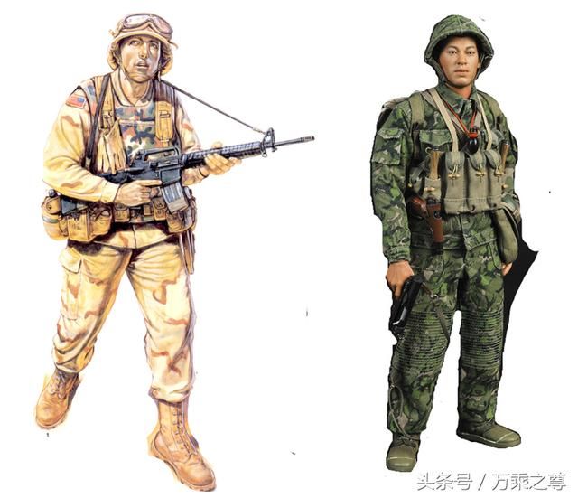 7个不同时期解放军和美军步兵个人装备对比