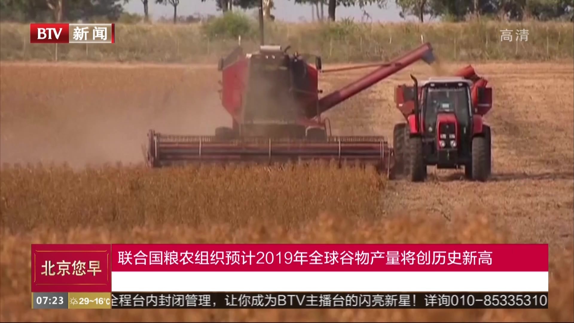 联合国粮农组织预计2019年全球谷物产量将创历史新高