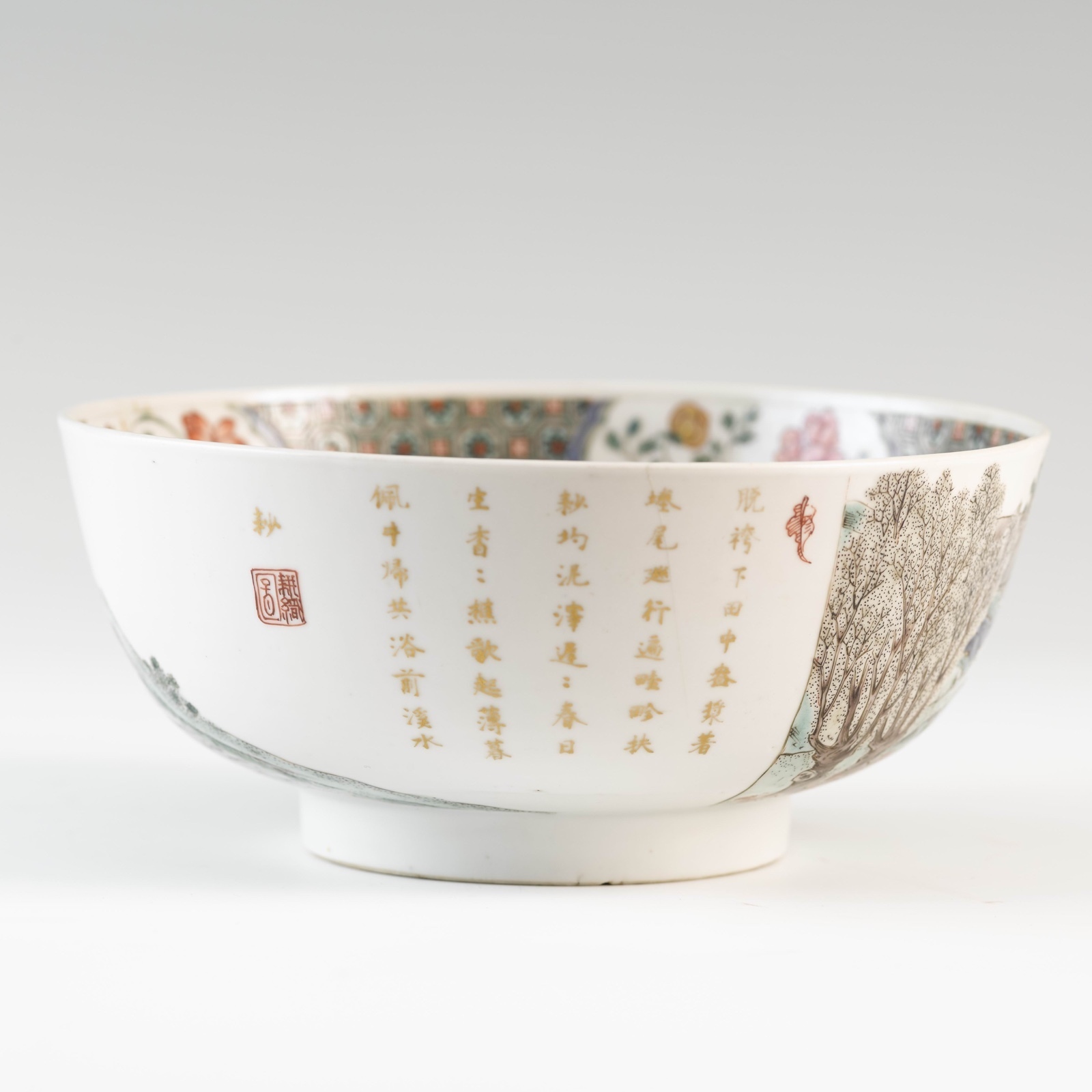 清康熙景德镇窑五彩耕织图碗