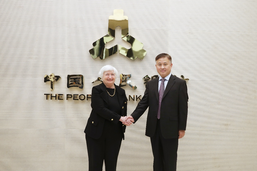 中国人民银行党委书记、国家外汇局局长潘功胜会见美国财长耶伦 