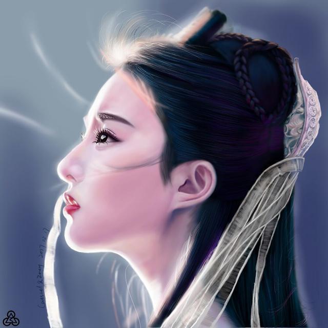 众女星手绘版,赵丽颖热巴古装美得惊艳,baby李