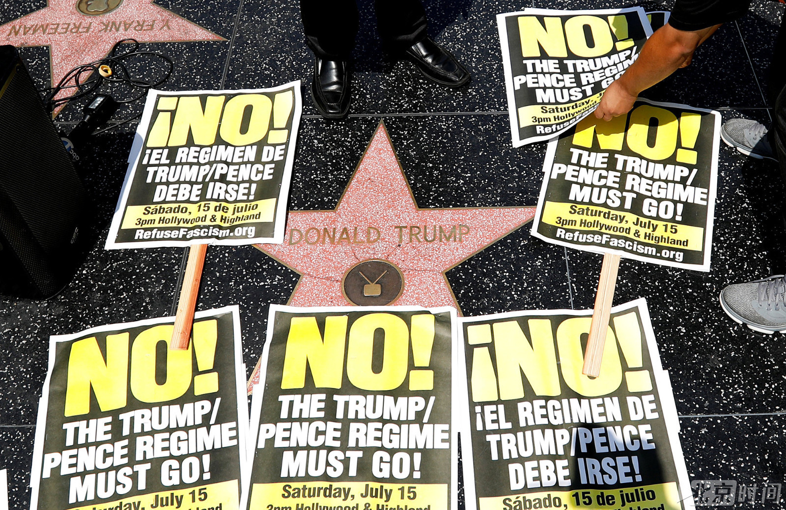 抗议！好莱坞星光大道“特朗普之星”再糟破坏